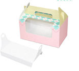 Decorative Clear Cake Display Box , Eco Paperboard Cake Slice Boxes