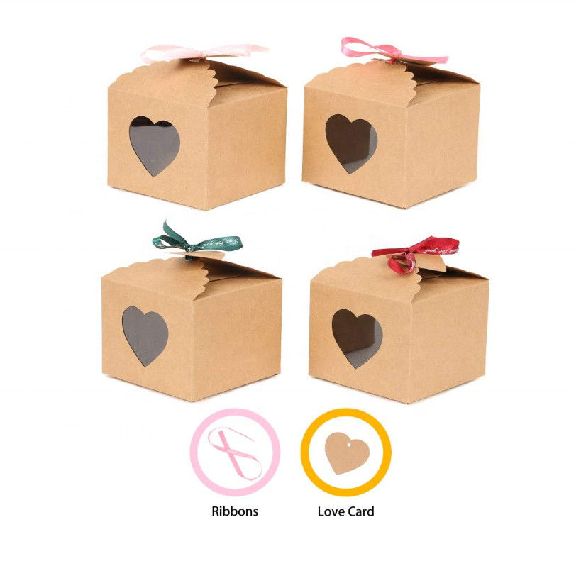 CMYK 4 Color Printing Paper Cookie Boxes With Ribbon Recycled Material