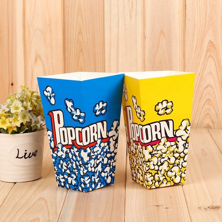 Custom Printed Disposable Popcorn Containers Food Grade Soy Ink Color Printing