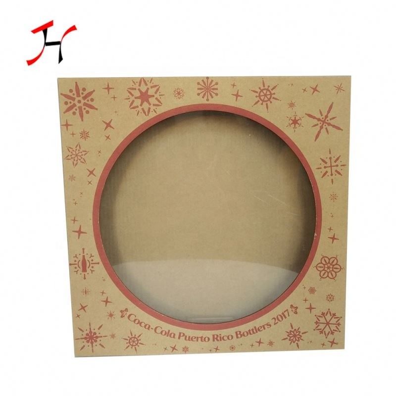 12inch Recyclable Kraft Paper pizza packing box With transparent Window