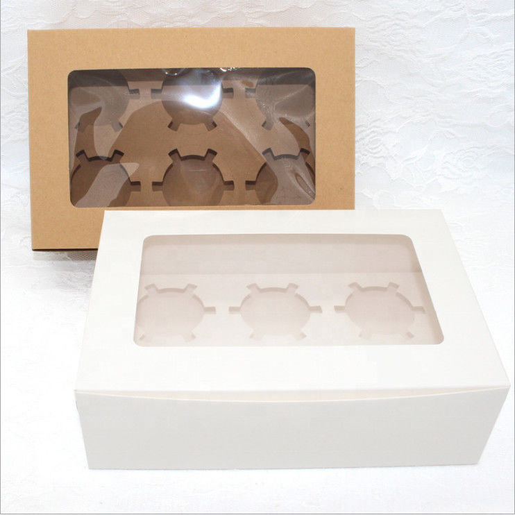 Custom Cardboard Display Boxes Classic Style Cupcake Storage Boxes , Paper Cupcake Boxes