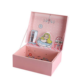 Pink Cartoon Handmade Cardboard Toy Box Cute Appearance For Kids