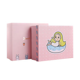 Pink Cartoon Handmade Cardboard Toy Box Cute Appearance For Kids