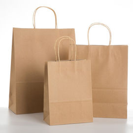 Eco Recycle Take Away Paper Bags With Handles Custom Logo Printed