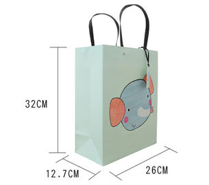 Durable Carton Card Paper Bag Cartoon Animal Pattern With Twist Handle