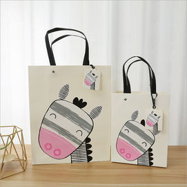 Durable Carton Card Paper Bag Cartoon Animal Pattern With Twist Handle