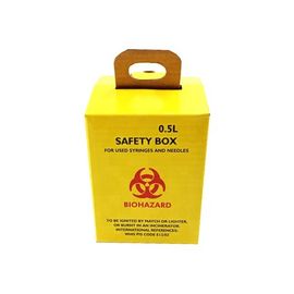 ​0.5L Customized logo Hospital Discarded needles corrugated paper yellow medical safety box  sharp boxes