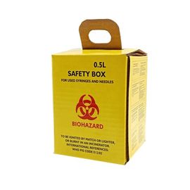 ​0.5L Customized logo Hospital Discarded needles corrugated paper yellow medical safety box  sharp boxes