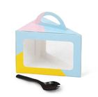 Decorative Clear Recyclable Cardboard Cake Boxes With Window & Handle