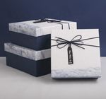 Flat Pack Christmas Gift Boxes Recycled White Cardboard Materials With Ribbon