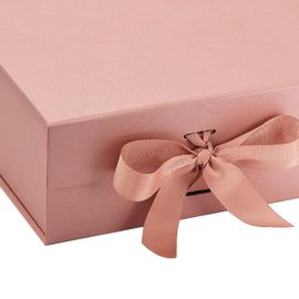 Customized Logo Folding  Gift Box With Ribbon Closure Degradable Card Paper Material