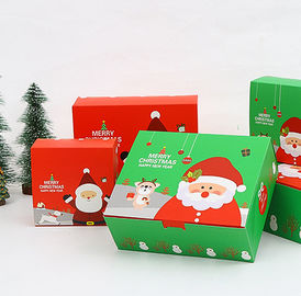 Custom design printing Christmas foldable flat pack gift boxes  with portable bags