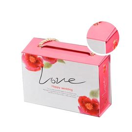 Fashion Classic Cardboard Gift Box With Handle For Cosmetic / Perfume