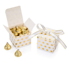 Gold And Sliver Stamping Christmas Gift Box With Ribbon Luxury Style