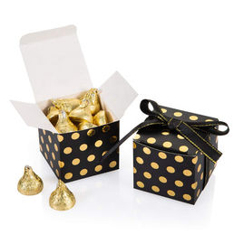 Gold And Sliver Stamping Christmas Gift Box With Ribbon Luxury Style