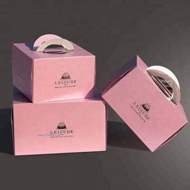 CMKY Printing Paper Box Food Grade , Cardboard Cake Boxes With Handle