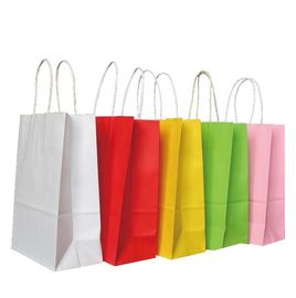 Recycled Materials Brown Paper Shopping Bags With Handles Customized Size