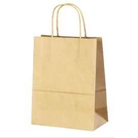 Recycled Materials Brown Paper Shopping Bags With Handles Customized Size