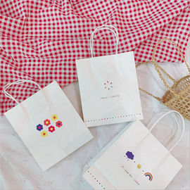 Custom Printing Recyclable Paper Bags With Handles Flower Pattern