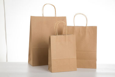 Disposable Paper Bags With Handles With Embossing Varnishing Printing Handling