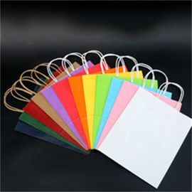 15 Colors Paper Gift Bags With Handles Bulk , Food Tote Bags 22X16X10 Cm