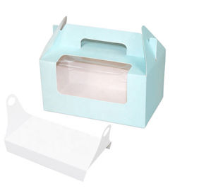 Decorative Clear Cake Display Box , Eco Paperboard Cake Slice Boxes