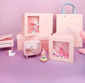 Pink Paperboard CMYK Recycled Paper Gift Boxes