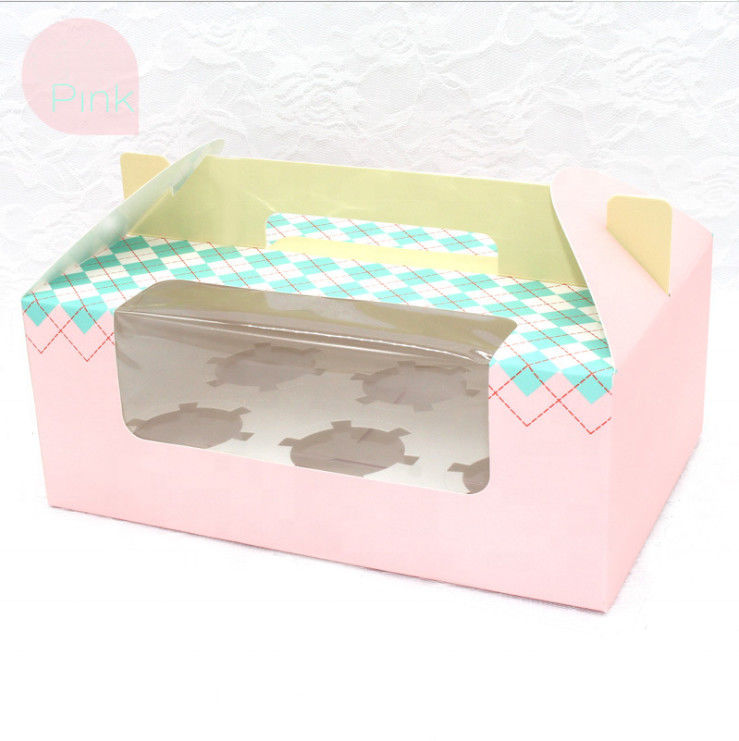 Custom Logo Printing Cupcake Paper Sweet Box With Clear Display Window