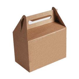 Brown Take Out Recycled Paper Food Bags Embossing Printing With Handle